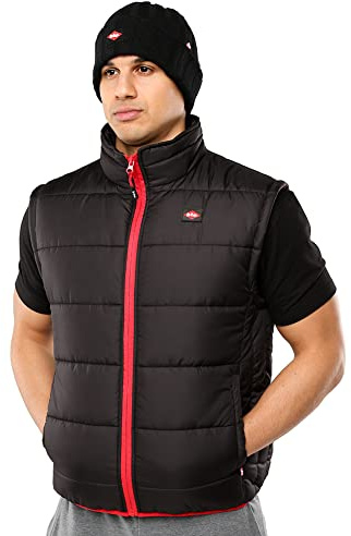 Lee Cooper LCVST706 Hommes Vêtements sécurité au travail léger rembourré Gilet Gilet Gilet avec coutures contrastantes, noir, moyen