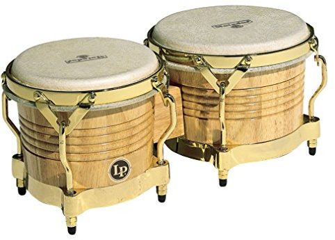 LP Matador M201-AW Wood Bongos (Natural, Gold)