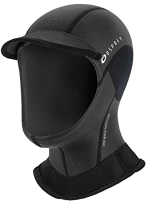 Osprey Wetsuit Hood | Unisex 2mm Neoprene, Durable, Stretchable Thermal Diving Hood for Snorkelling, Surfing and Swimming, Black