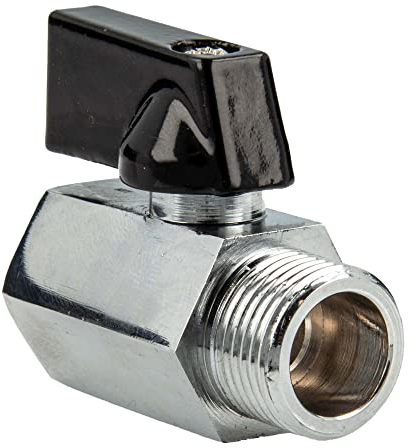 tecuro Mini valvola a sfera filettatura interna Rp 3/8 pollici x filettatura esterna G 3/8 pollici, ottone cromato