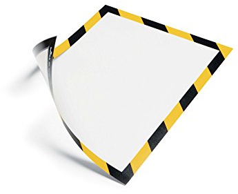 Durable Info-Rahmen Duraframe Magnetic Security (A4, Magnetrahmen für metallische Oberflächen) 5 Stück, gelb/schwarz, 4945130