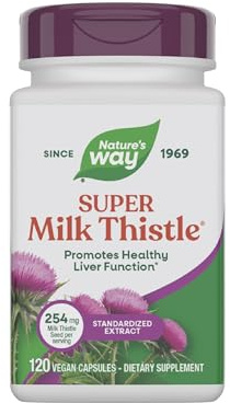 Nature's Way Super Milk Thistle, Promotes Healthy Liver Function*, With Artichoke Leaf, Dandelion Root & Licorice Root Extracts, Milk Thistle Extract, Gluten Free, 120 Capsules (Packaging May Vary)