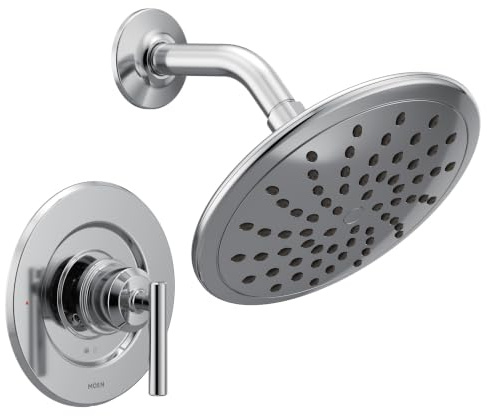 Moen Gibson Chrome Posi-Temp Pressure Balancing Modern Shower Trim with 8-Inch Rain Shower Head, Valve Required, T3002EP