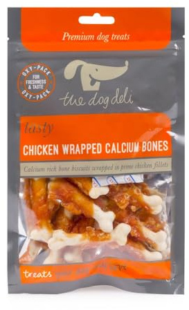 Petface The Dog Deli Premium Dog Treats - Chicken Wrapped Calcium Bones, 100g (Pack of 1)