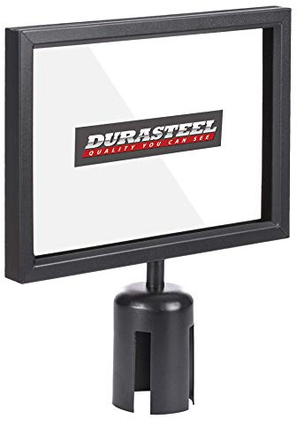 DuraSteel Stanchion Sign Holder - Landscape Display for 8.5 x 11 Paper Size - Double Sided Sign Frame with Plexiglass Cover - NOT Fit with US Weigh Sentry Stanchion - Crowd Control & Queue Barrier
