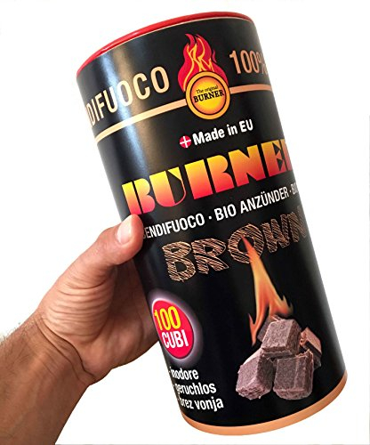 Bolas Encendedoras Ecológicas Burner - 100 Iniciadores de Fuego Marrones Bio Respetuosos con el Medio Ambiente para Chimeneas, Estufas de Leña y Fogatas