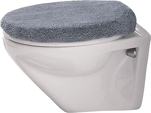 Erwin Müller WC-Deckelbezug mit Schnürung Korfu grau Größe 47x50 cm - flauschig, weich (weitere Farben)