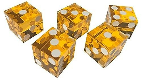 Mnixy Casino-Würfel, Präzisionsschliff, 19 mm, gelb, 5 Stück