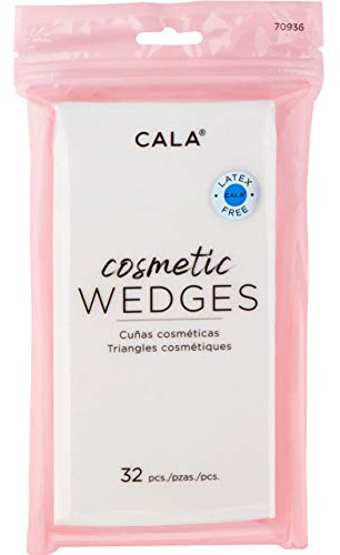CALA Cosmetic Wedges Makeup Sponges, Soft Triangle Applicators for Liquid & Cream Foundation, Flat Sides + Precision Edges for Blending, Touch-Ups & Detail Work, 32 Count