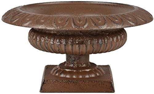 Esschert Design Französische Vase, 20 x 20 x 10 cm, aus Gusseisen, niedrig, Größe S, Blumenvase, Pflanzenvase, stabiler Stand, Gartendekoration