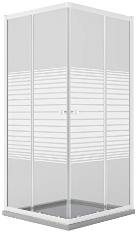Idralite Mampara de Ducha Rectangular 70x90 CM H185 Blanco Vidrio Serigrafiado Mod. Blanc