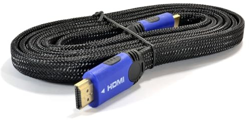 kenable Braided Low Profile Flat HDMI Cable for HD TV High Speed Lead with Gold Plated Connectors 2m Blue
