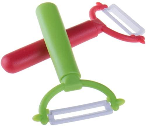 Zittop 2 Premium Ceramic Blade Vegetable Peelers for Carrot, Potato, Zucchini, Cucumbers & Veggie Slicing, Shave Hard Cheese Easily. Thick Noodles & Fun Curls.