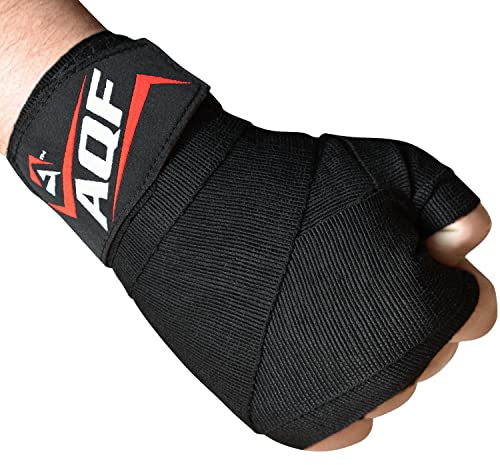 AQF Boxbandagen Für Kampfsport 4 Meter Elastische Boxhandschuhe Innerer Handschuhe Schutz Bandagen Boxen MMA & Cross Fitness Harren & Damen (Schwarz)