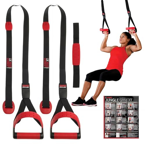 Lifeline Jungle Gym XT Body Weight Suspension Trainer System – Patented Split Anchor, Full-Body Workout, Lightweight Home Suspension Training Kit for Home Gym, Workout Equipment