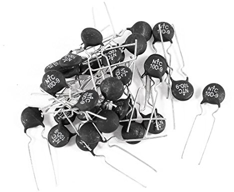 sourcing map NTC Thermistoren Heißleiter, Kopfdurchmesser 9 mm, 10 Ohm, Schwarz/Silberfarben, 30 Stück de