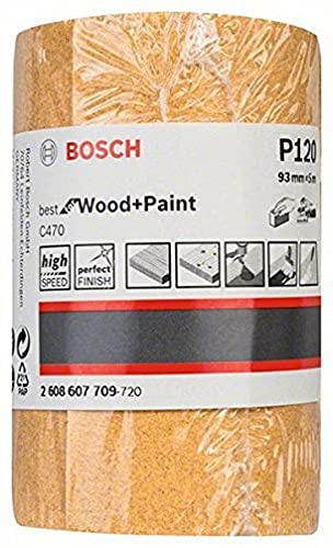 Bosch Professional C470 Schleifwalze Farbe für Holz(93 mm, 5 m, Körnung 120), 2608607709, Gelb