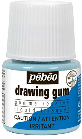 Pebeo Easy Peel Liquid Latex Masking Fluid - Drawing Gum - Dries Quickly - For Ink - Watercolor - Gouache Painting & Illustration - Fine Arts & Crafts Supplies - 45ml Bottle