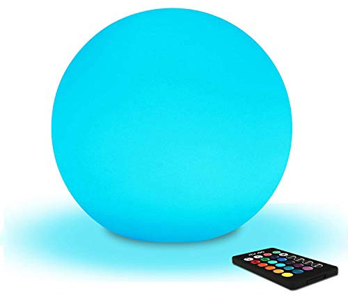 Mr.Go 8 LED Night Light Ball Lamp Colour Changing Mood Light Bedside Lamp, 8 Dimmable Brightness, 16 Adjustable Colors, Remote Control, Rechargeable Sphere Lamp Table Light for Home Decoration