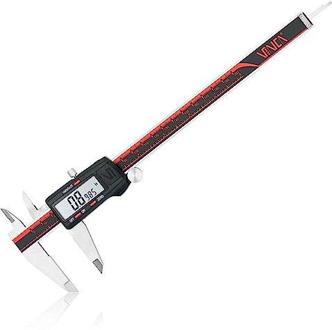 VINCA IP54 Grade Digital Caliper, DCLA-0805 8 Inch/200mm, Inch/Millimeter/Fractions Conversion, Stainless Steel, Large LCD Screen