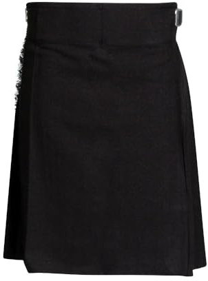 The Scotland Kilt Company Scottish Tartan Wedding Dress 5 Yard Acrylic Kilt - Plain Black - Smart Casual, Adjustable Buckle Durable Comfortable Kilt