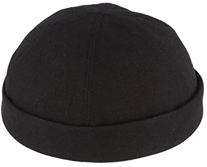 Bullani Sommer Docker-Cap Dockermütze Seemannsmütze aus 100% Leinen – Made IN Germany – Schwarz - Gr 63