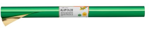 folia R 15 - Alufolie auf Rolle, doppelseitig kaschiert, ca. 50 cm x 10 m, grün / gold - ideal zum Basteln und Verpacken