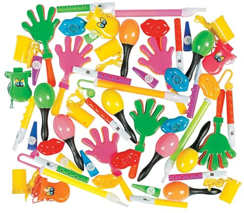 Fun Express Maracas Noise Makers Party Blowers Hand Clappers 48 Piece Bulk Set - Kids Noisemaker Toys for Birthday Parties, New Years Eve Celebrations, Fiesta Party Favors & Sporting Events