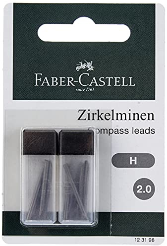 FABER-CASTELL 123198 - Mine per compasso, 2 mm, grado di durezza H, 12 mine per compasso