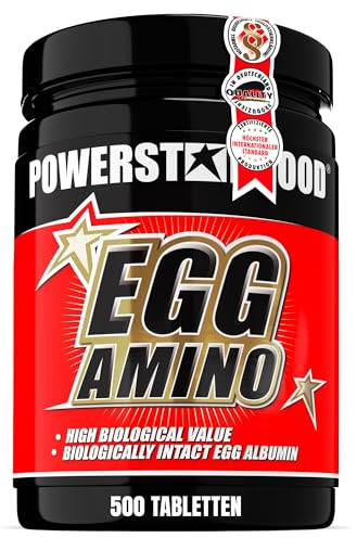 Powerstar EGG AMINO reines Ei-Albumin | Aminosäuren für Training & Muskelaufbau | 500 Tabletten | 1.000mg pro Tablette | Laktosefrei, glutenfrei | Hohe Biologische Wertigkeit | Deutsche Herstellung