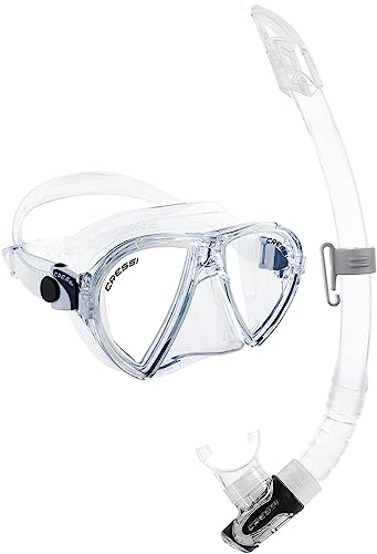 CRESSI Ocean + Gamma Combo Clear/Clear - Schnorchelset Ocean Maske+Schnorchel Gamma zum Tauchen und Schnorcheln, Transparent/Transparent, Einheitsgröße, Erwachsene