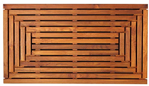 Bare Decor Giza Shower, Spa, Door Mat in Solid Teak Wood, 36 x 20
