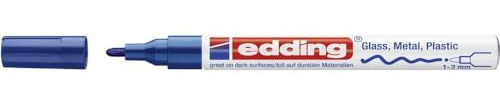 edding 751 gloss paint marker - blue - 1 paint marker - round nib 1-2 mm - paint pen for glass, pebbles, wood, plastic, paper - waterproof, high coverage