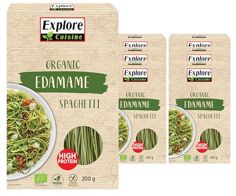 Explore Cuisine Organic Edamame Spaghetti: Gluten Free Pasta High in Protein and Fibre, Perfect for Vegan, Low Carb and Keto Diets (6 x 200g)