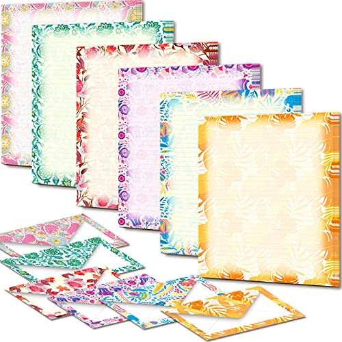 Vintage Morris Briefpapier (liniert), 48 Stück und selbstverschließende Umschläge, 24 Stück, 12,2 kg, schweres Blumenbrief, druckerfreundlich, beidseitig bedruckt, US-Briefgröße 27,9 x 21,6 cm