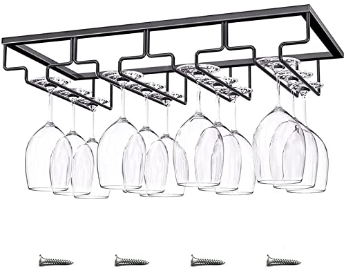 Rack per Calici, Porta Bicchiere da Vino Sospeso, Supporto per Calice, Portabicchieri a 4 File , 4 File di Supporto per Bicchieri da Vino, Con Viti Montaggio, Alta Capacità, per Banconi Bar, Cucine