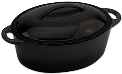 Commichef Casseruola ovale in ghisa, diametro 27 cm, colore nero
