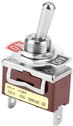 Interruptor de Palanca Basculante, 15A 250V 2 Pines ON/OFF 2 Posiciones Interruptor de Palanca Momentáneo Interruptor Basculante Interruptores de Barcos de Metal de Servicio Pesado