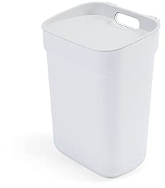 Curver Ready to Collect 100% Recycled 10L Kitchen Accessories Recycling Lift Top Bin White with Light Grey Lid