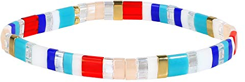 KELITCH Damen Bracelets Colorful Freundschaft Armbänder TILA Perlen Charme Elastische Armbänder Boho Stil für Geburtstag Sommer Strand Urlaub