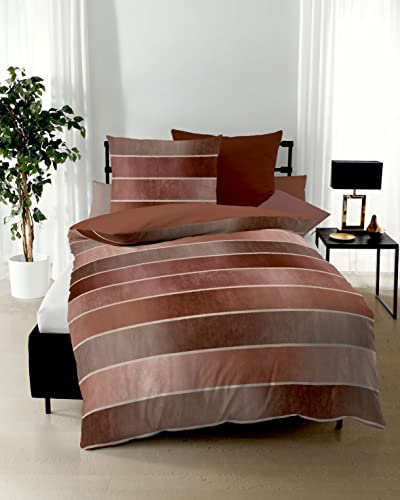 Kaeppel Timeless - Juego de cama (franela fina, Terra 547, 1 x 80 x 80 + 1 x 155 x 220 cm)