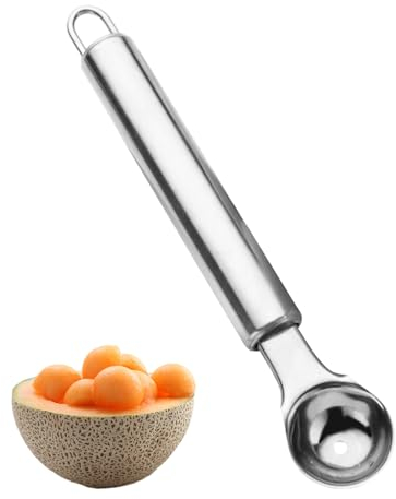 CuillèRe à Melon, CuillèRe à Glace, CuillèRe à Boules, Cuillère à melon inox, Cuillère de boule de fruits de cuisine, 18 x 3.1 cm CuillèRe Parisienne Pour Fruits Et LéGumes(Argent)