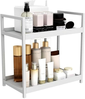 HARLIANGXY Organizer per Trucchi Grande, Organizzatore di Trucco, Organizer per Cosmetici, Organizzatore di Profumi, Organizer da Scrivania, per camera da Letto, Bagno, Cucina, 2 Strati, Bianco