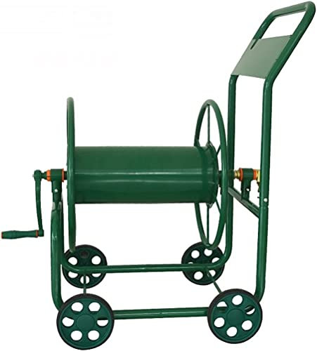 carrete portamanguera jardín Carrete For Manguera De Jardín De 4 Ruedas, Soporte For Manguera De Jardín Con Manivela Manual, Color Verde, Soporte For Tubería De Agua Exterior For Limpieza De Vidrios,