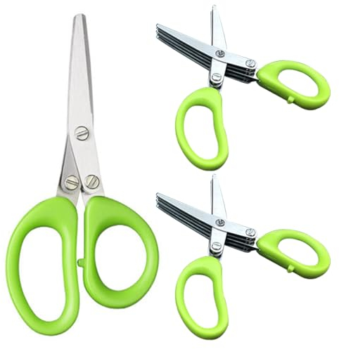 Forbici di erbe 5 forbici da cucina a lama 3pcs insalata in acciaio in acciaio a forbici ergonomiche a forbici taglienti lavabili forbici per taglio di peperoncino di peperoncino