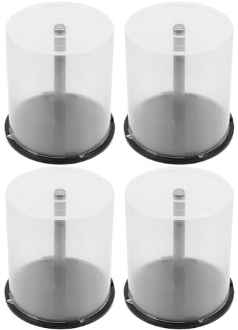 Holibanna CD DVD Cake Spindle, 4pcs 100 Disc Capacity Storage with Black Base Empty DVD Storage Bucket Container Holders in Clear Cover for CD Collection