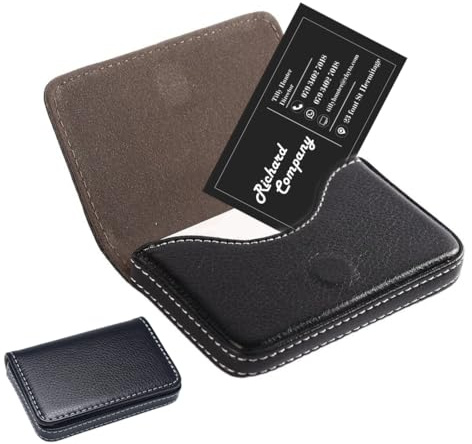 COYUN Étui pour Cartes De Visite en Cuir,Porte-Cartes De Crédit en Cuir PU avec Fermeture Magnétique,Portefeuille pour Cartes De Crédit,Porte-Cartes De Visite Homme,Support pour Portefeuille (Noir)