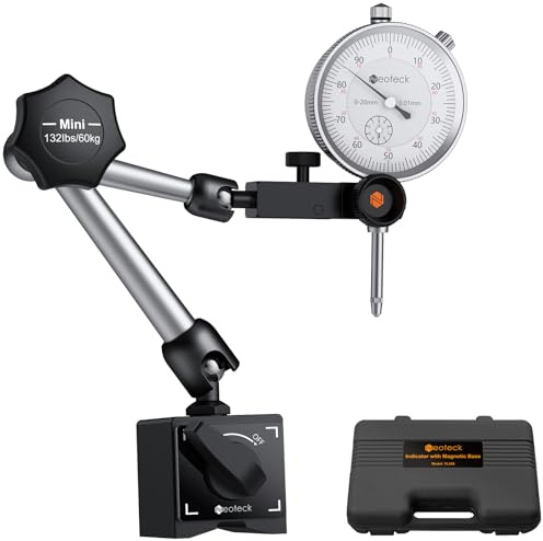 Neoteck Dial Indicator 0-1in/0.001in with 132lbs/60kg Magnetic Base,Imperial Dial Test Indicator Gauge Set with Storage Case for Lathe,3D Printer,CNC,Automobile,Laboratory