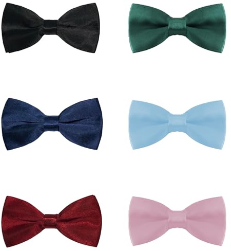 Chanseen 6Pcs Bow Ties for boys Clip On Kids Bow Tie Pre Tied Bowtie for Party Wedding Formal Costume Accessories (Black, Navy Blue, Wine Red, Pink, Green, Light Blue)