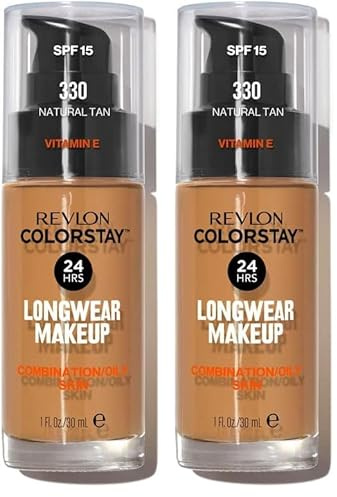 Revlon ColorStay Longwear Makeup für Mischhaut/fettige Haut, SPF 15, 330 Natural Tan, 30 ml (Packung mit 2)